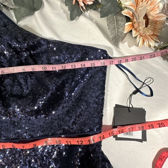 NWT‎ $358 Ieena for Mac Duggal [ 8 ] Sequin One-Shoulder Cocktail Dress - Picture 3 of 12